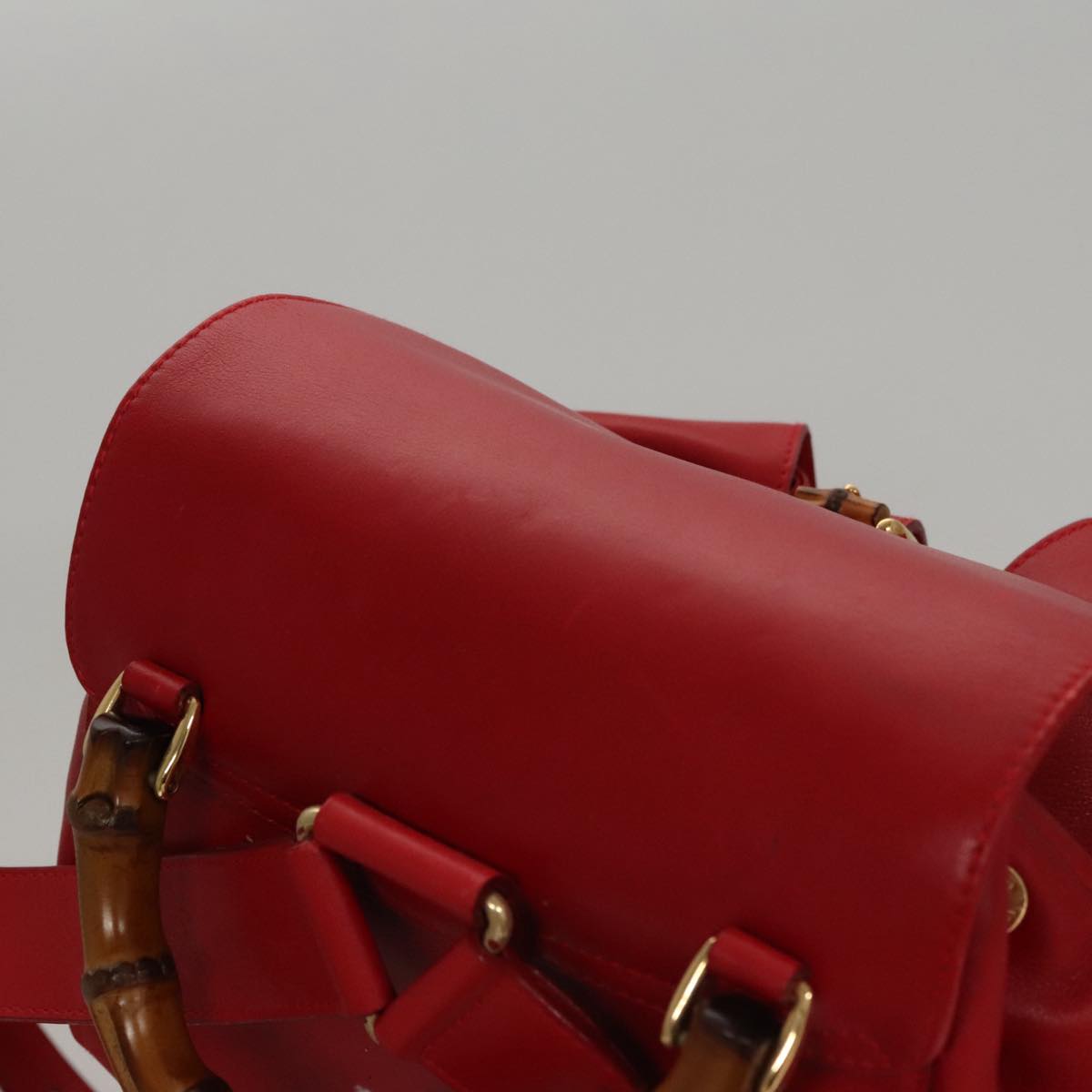 Gucci Bamboo Red Leather Backpack Bag (Pre-Owned)