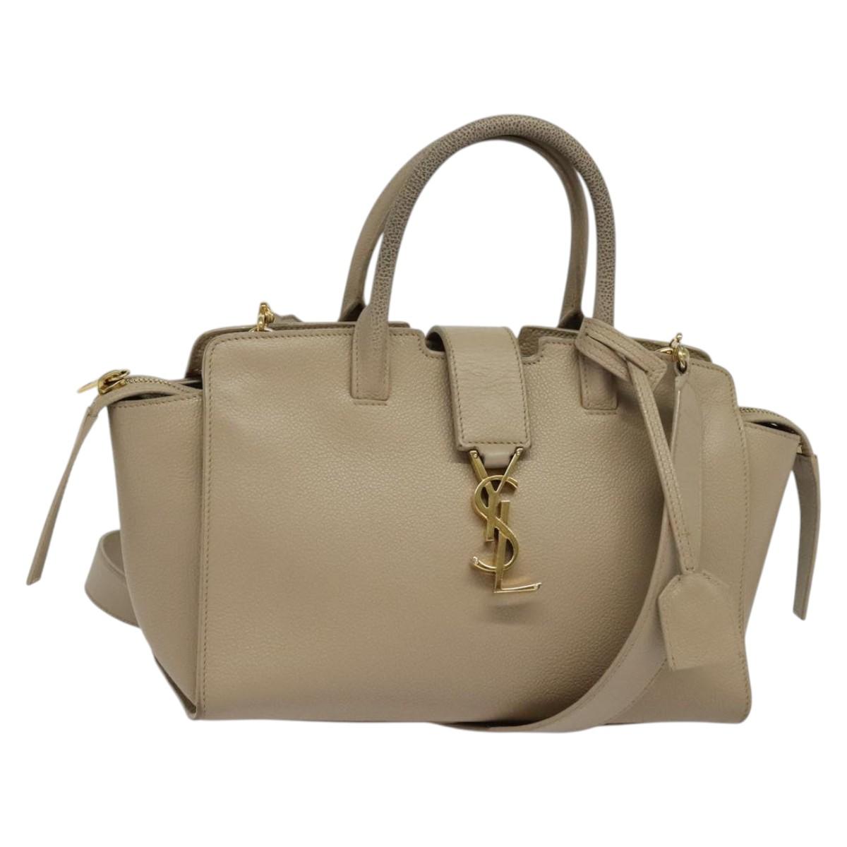 Yves Saint Laurent Downtown Beige Leather Handbag (Pre-Owned)