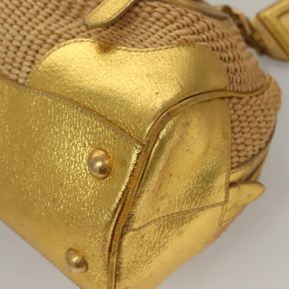 Prada Gold Nylon Shoulder Bag (Pre-Owned)
