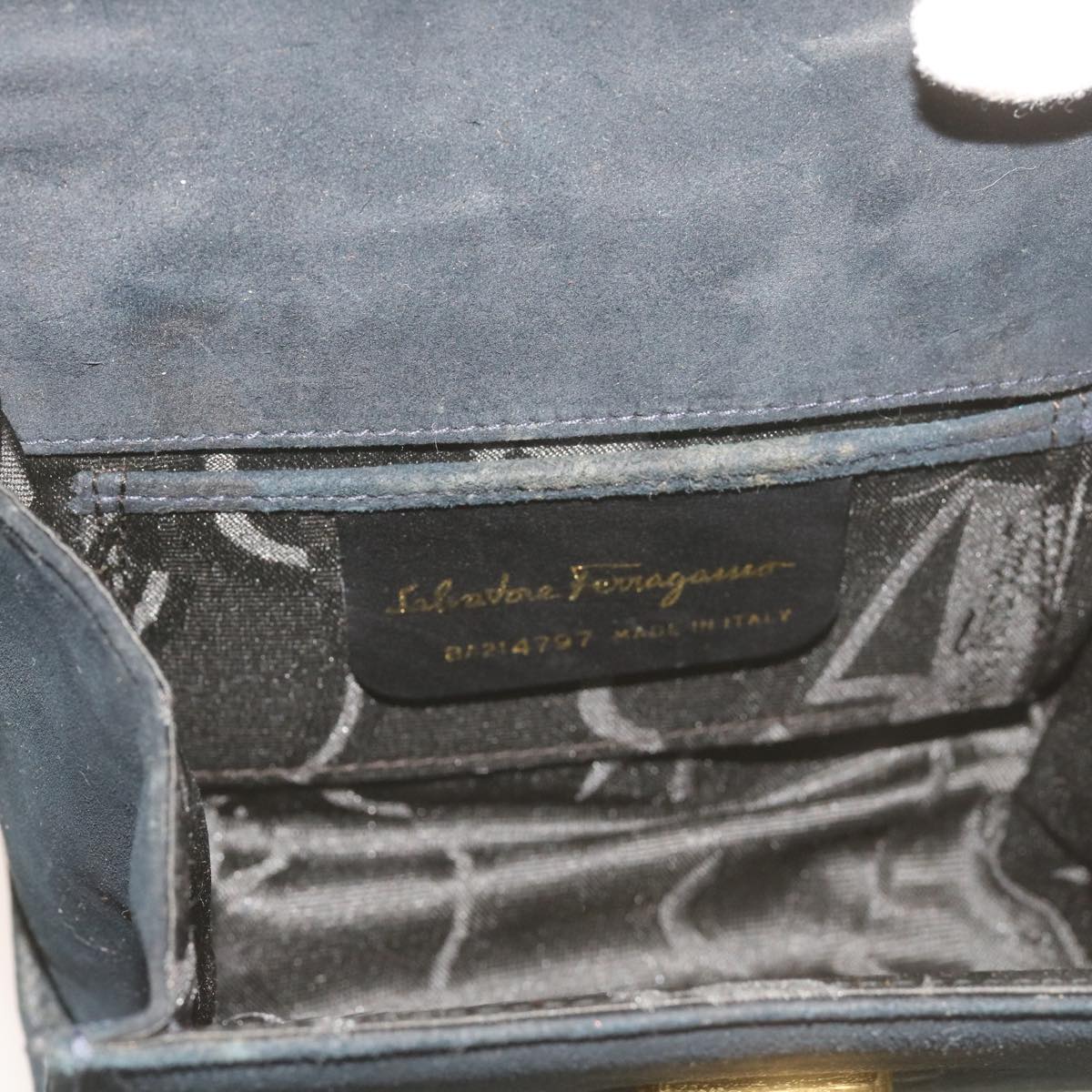Salvatore Ferragamo Gancini Black Suede Shoulder Bag (Pre-Owned)