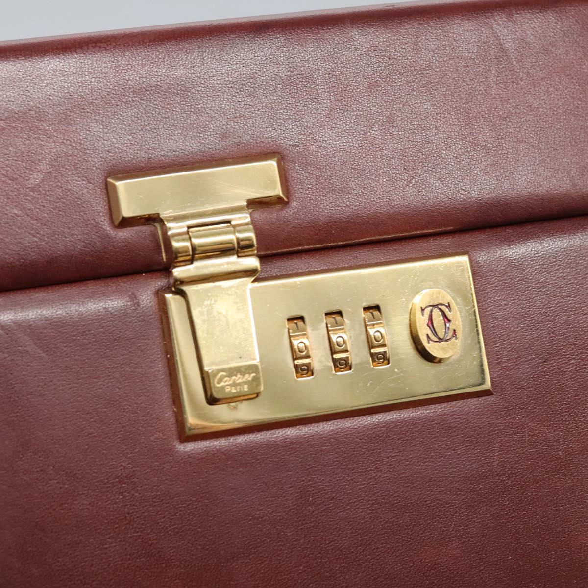 Cartier Must De Cartier Burgundy Leather Travel Bag (Pre-Owned)