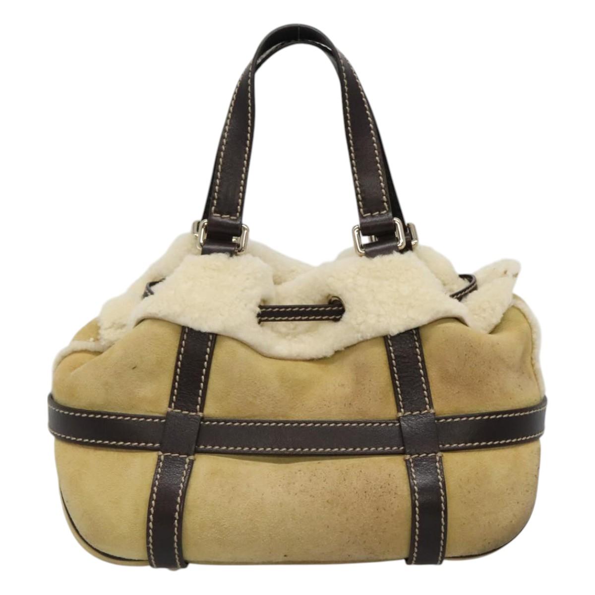 Gucci Bamboo Beige Suede Shoulder Bag (Pre-Owned)