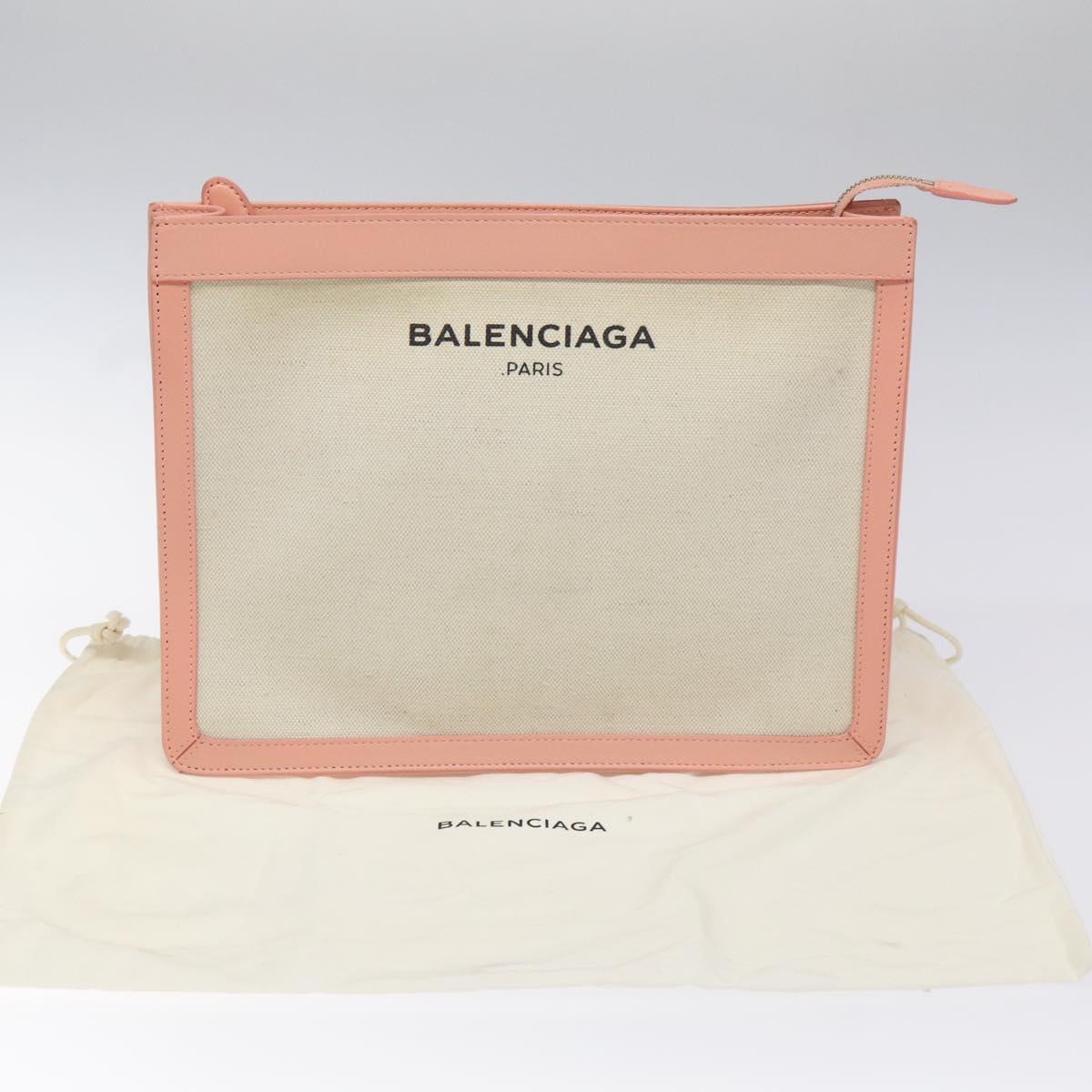Balenciaga Navy Pouch Pink Canvas Clutch Bag (Pre-Owned)