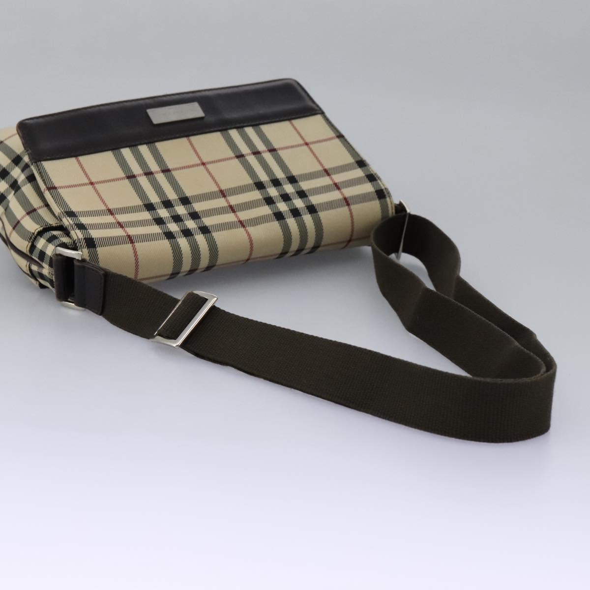 Burberry Nova Check Beige Canvas Shoulder Bag (Pre-Owned)