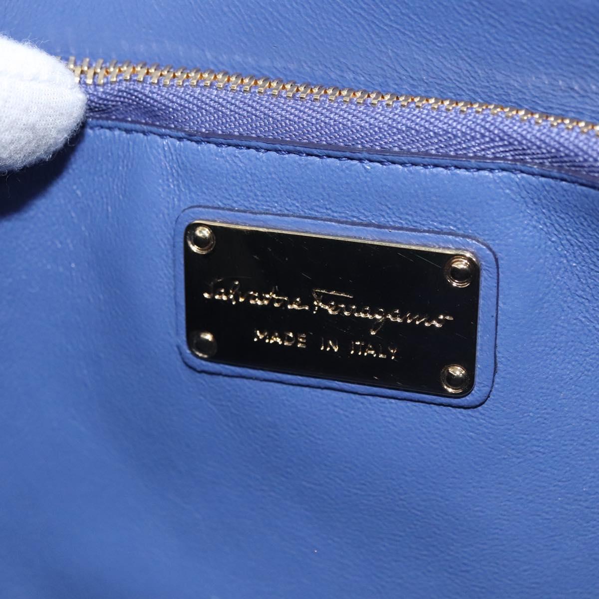 Salvatore Ferragamo Gancini Blue Leather Shoulder Bag (Pre-Owned)