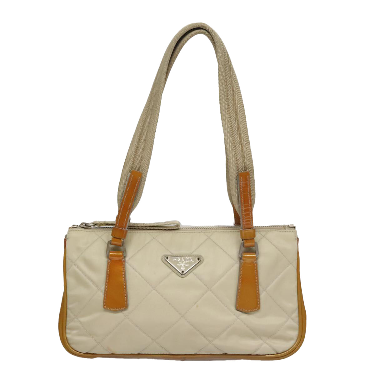 Prada Tessuto Beige Synthetic Shoulder Bag (Pre-Owned)