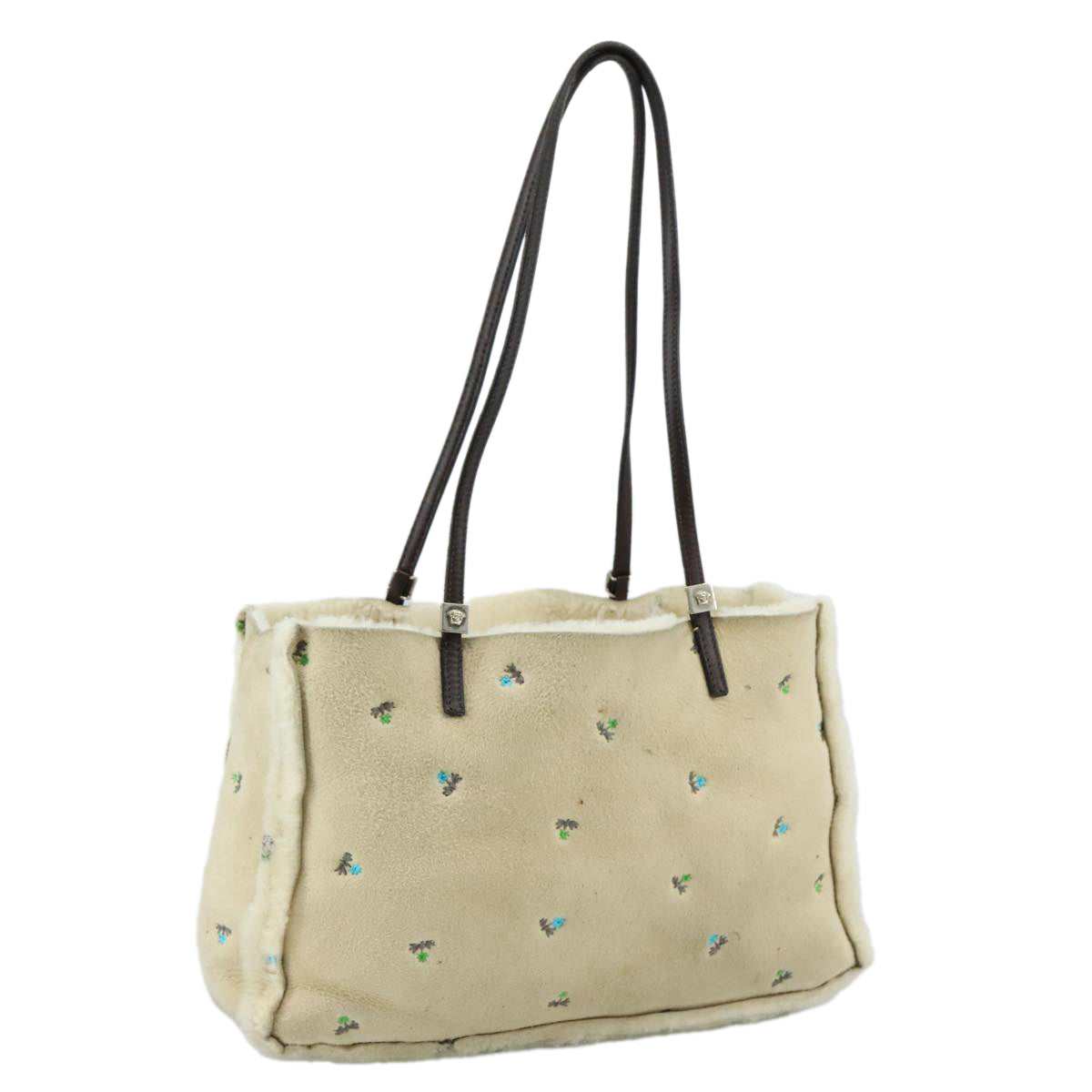 Versace Beige Wool Shoulder Bag (Pre-Owned)