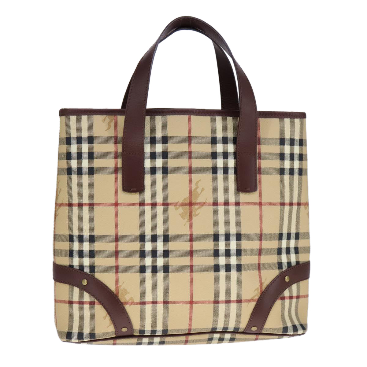 Burberry Haymarket Beige Canvas Tote Bag (Pre-Owned)