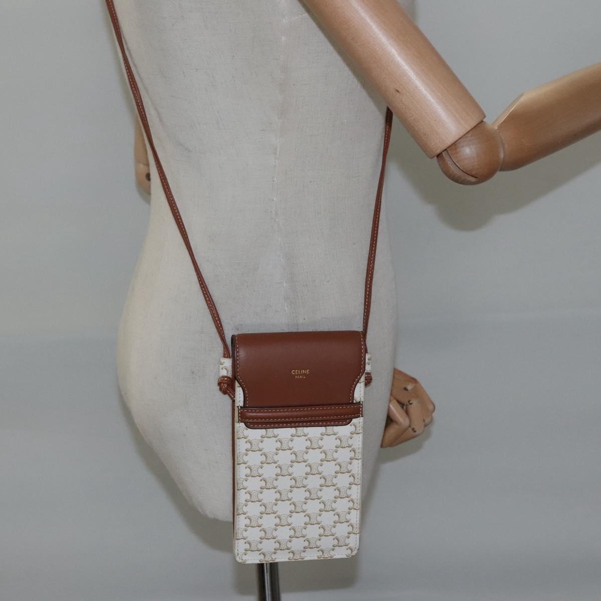 Céline Triomphe Beige Canvas Shoulder Bag (Pre-Owned)