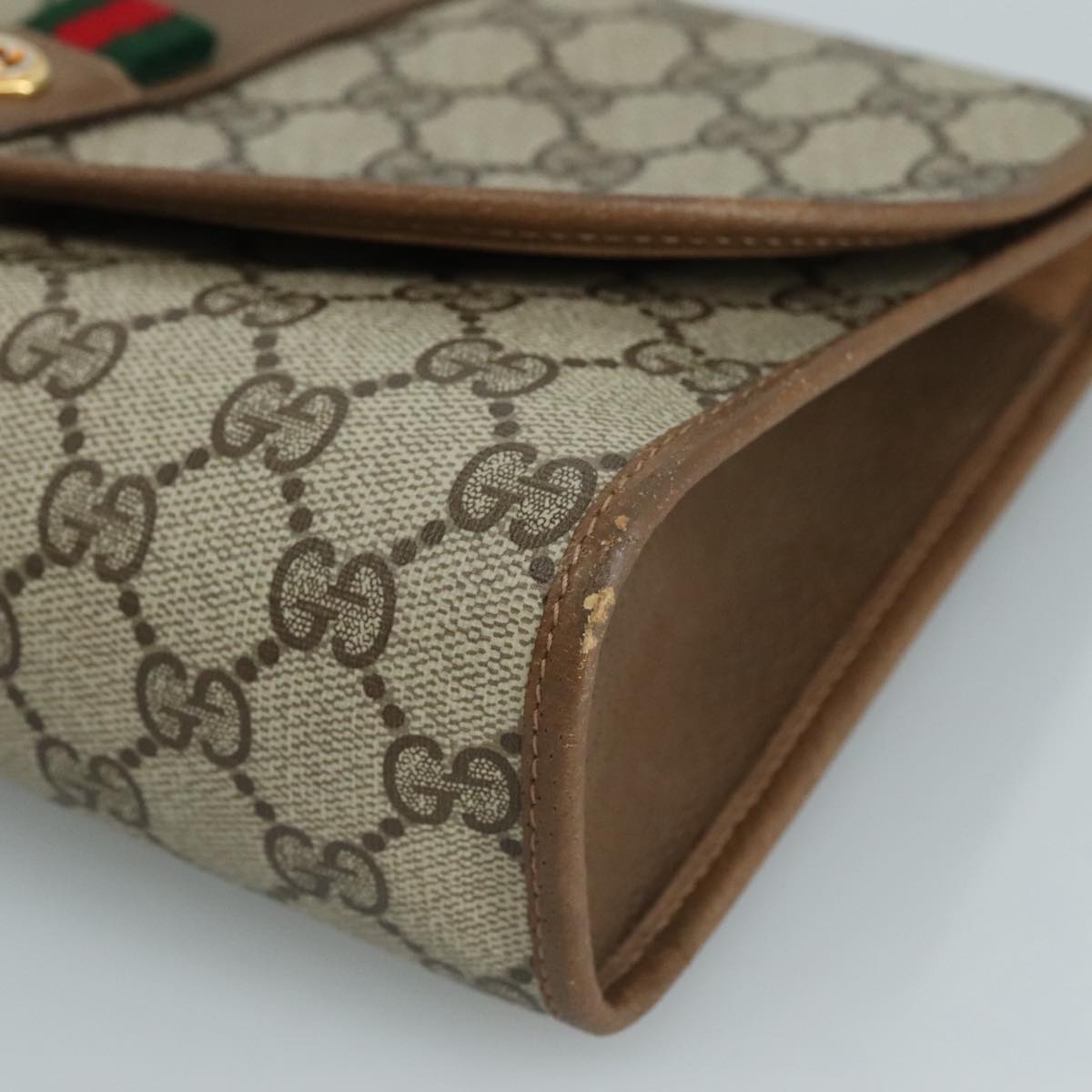 Gucci Ophidia Beige Canvas Clutch Bag (Pre-Owned)