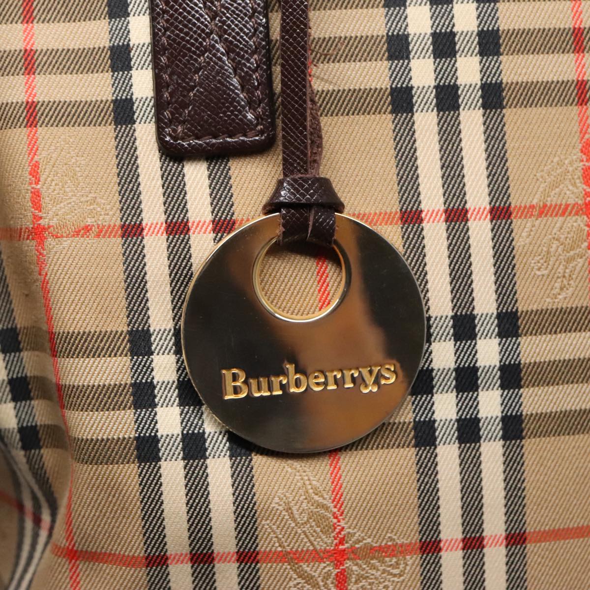 Burberry Nova Check Beige Canvas Shoulder Bag (Pre-Owned)