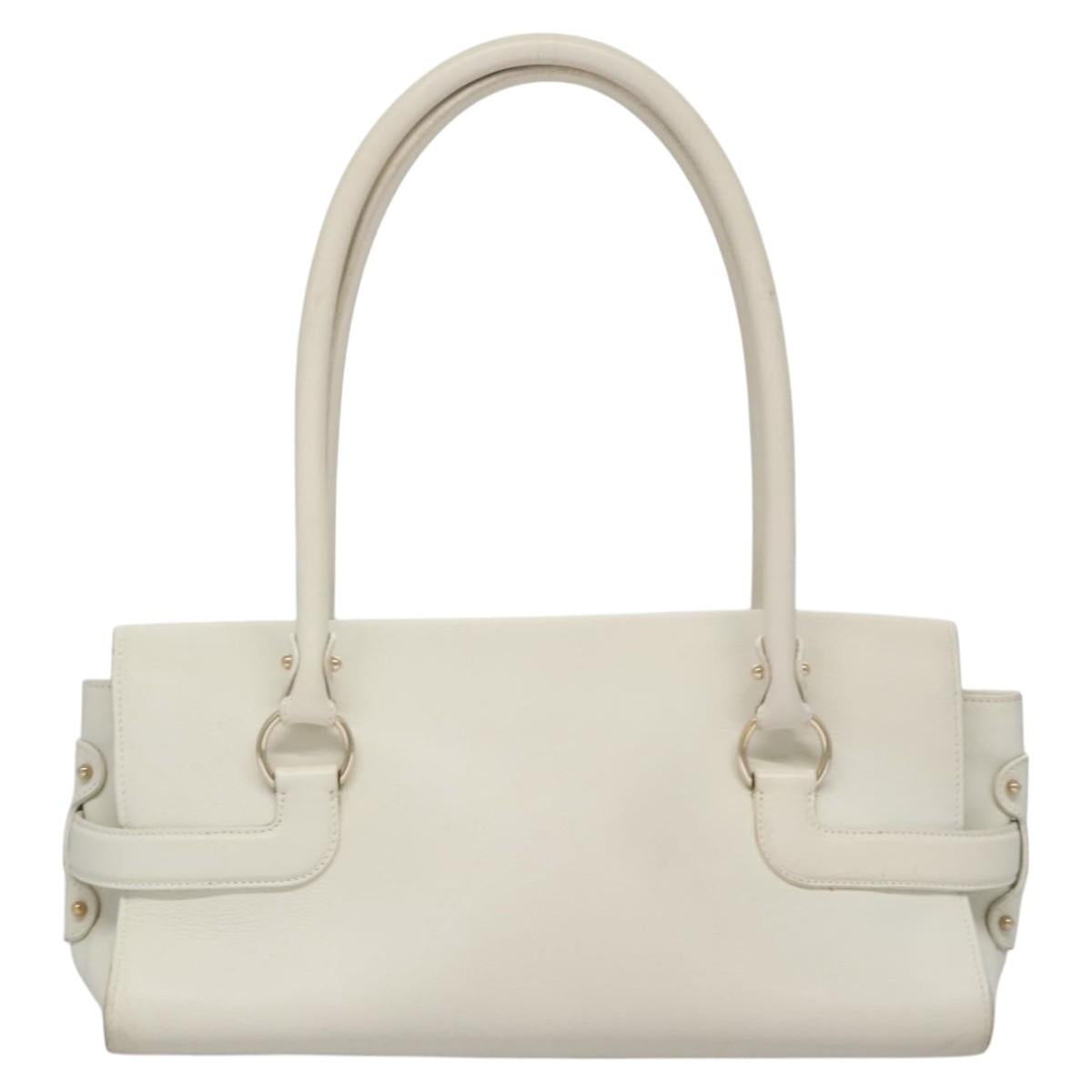 Salvatore Ferragamo Gancini Beige Leather Shoulder Bag (Pre-Owned)