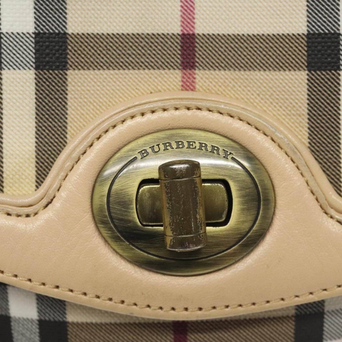 Burberry Nova Check Beige Canvas Shoulder Bag (Pre-Owned)