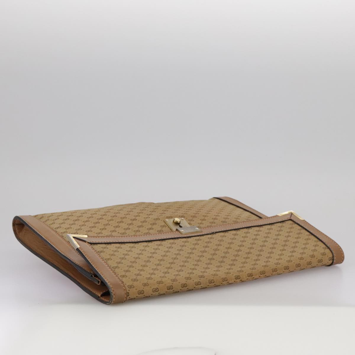 Gucci Micro Small Gg Canvas Beige Canvas Clutch Bag (Pre-Owned)