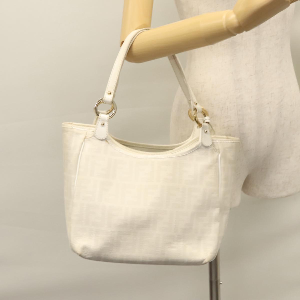 Fendi Zucca White Canvas Handbag (Pre-Owned)