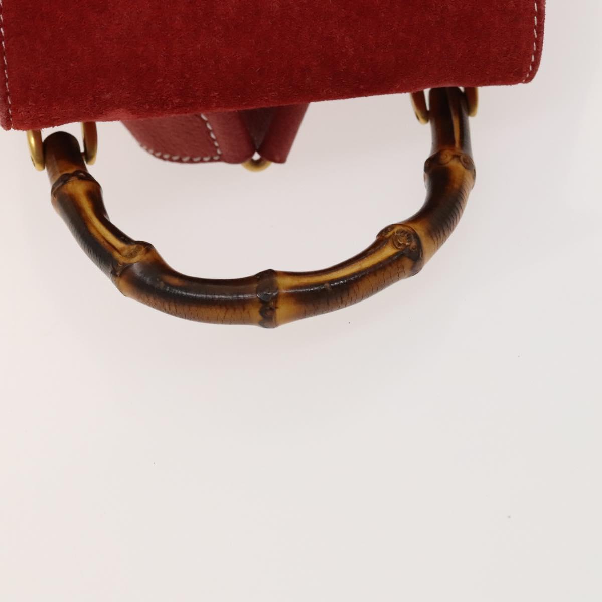 Gucci Bamboo Red Suede Backpack Bag (Pre-Owned)