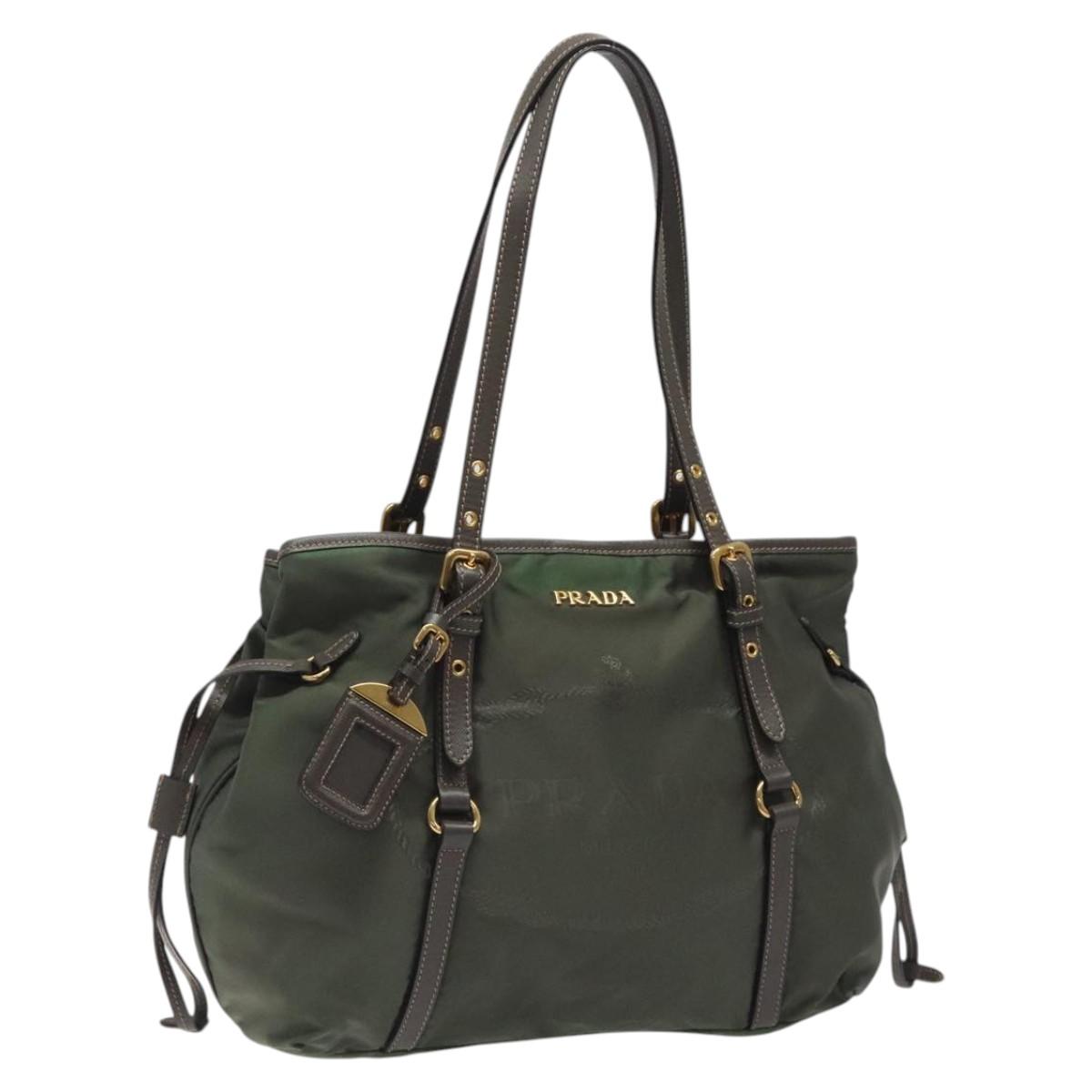 Prada Tessuto Khaki Nylon Tote Bag (Pre-Owned)