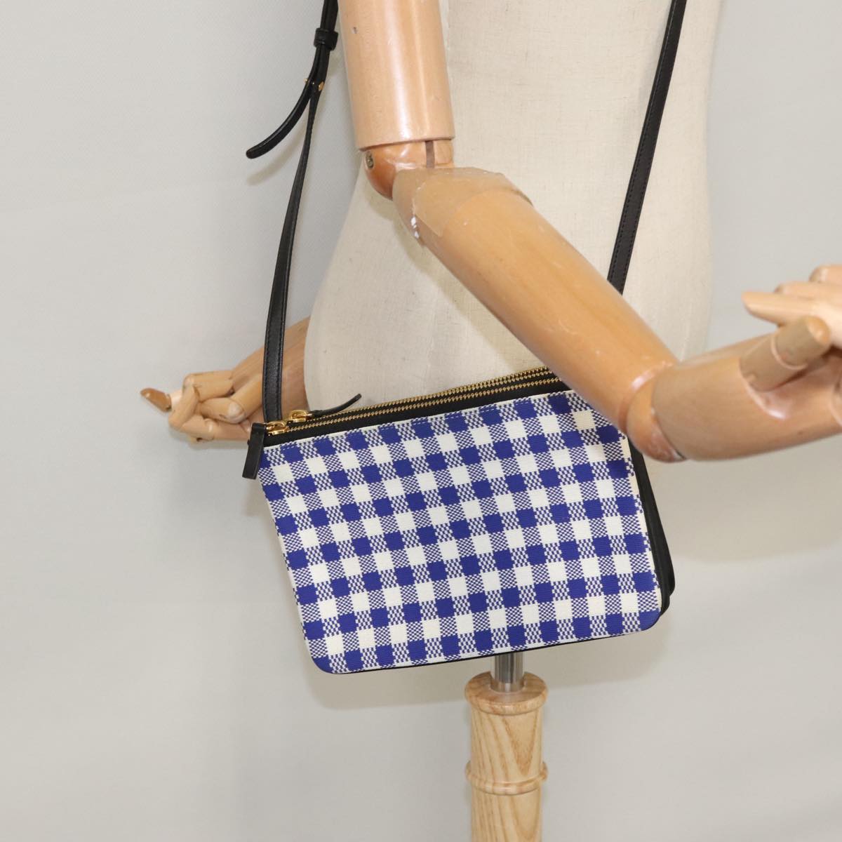 Céline Trio Blue Canvas Shoulder Bag (Pre-Owned)
