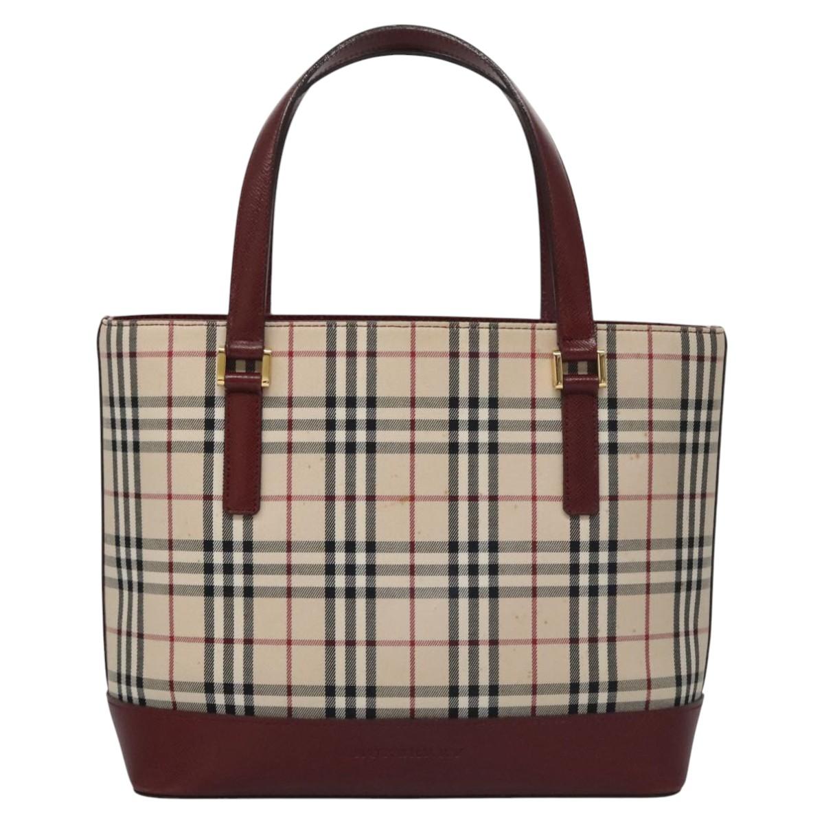 Burberry Nova Check Beige Canvas Shoulder Bag (Pre-Owned)