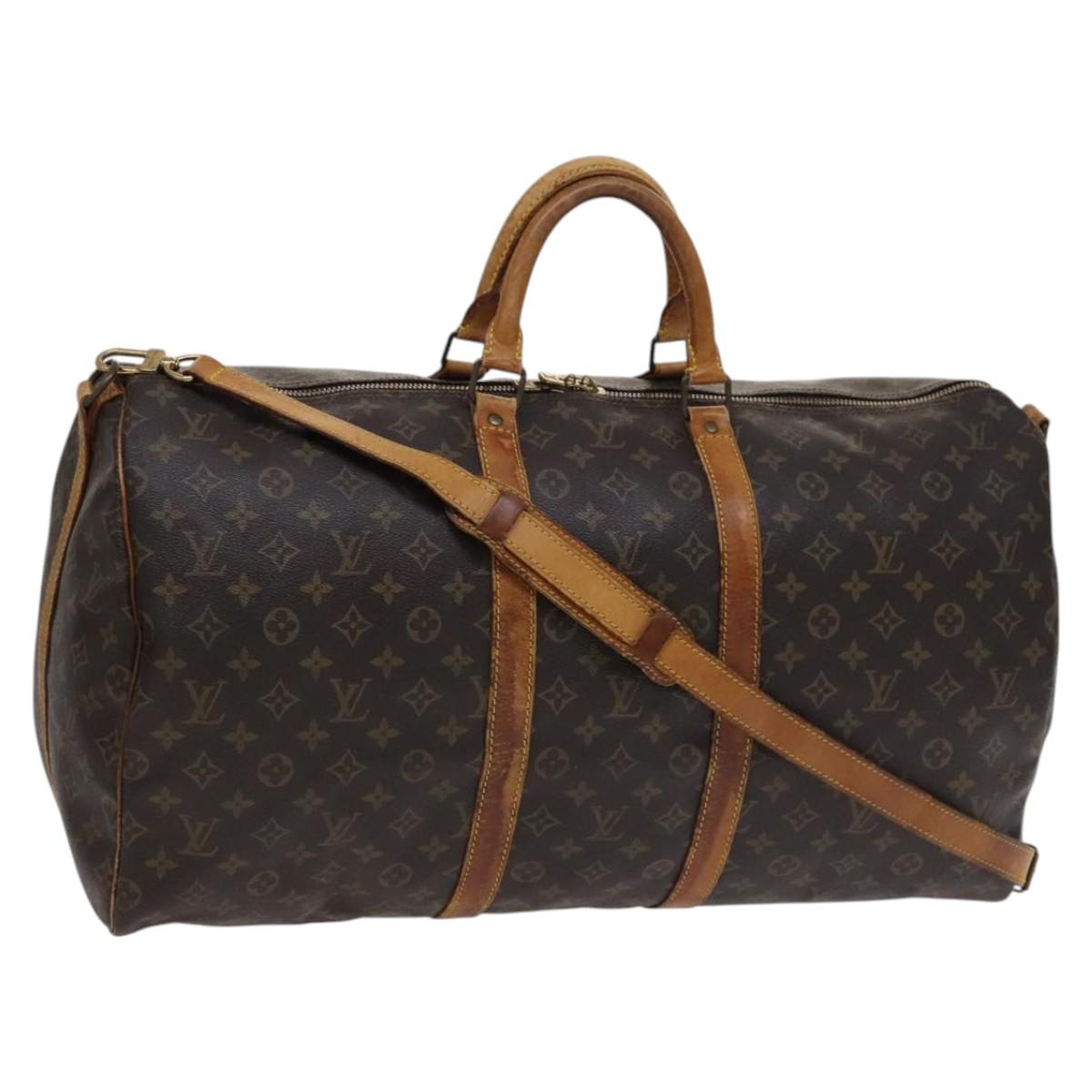 Louis Vuitton Keepall Bandouliere 55 Brown Canvas Travel Bag (Pre-Owned)