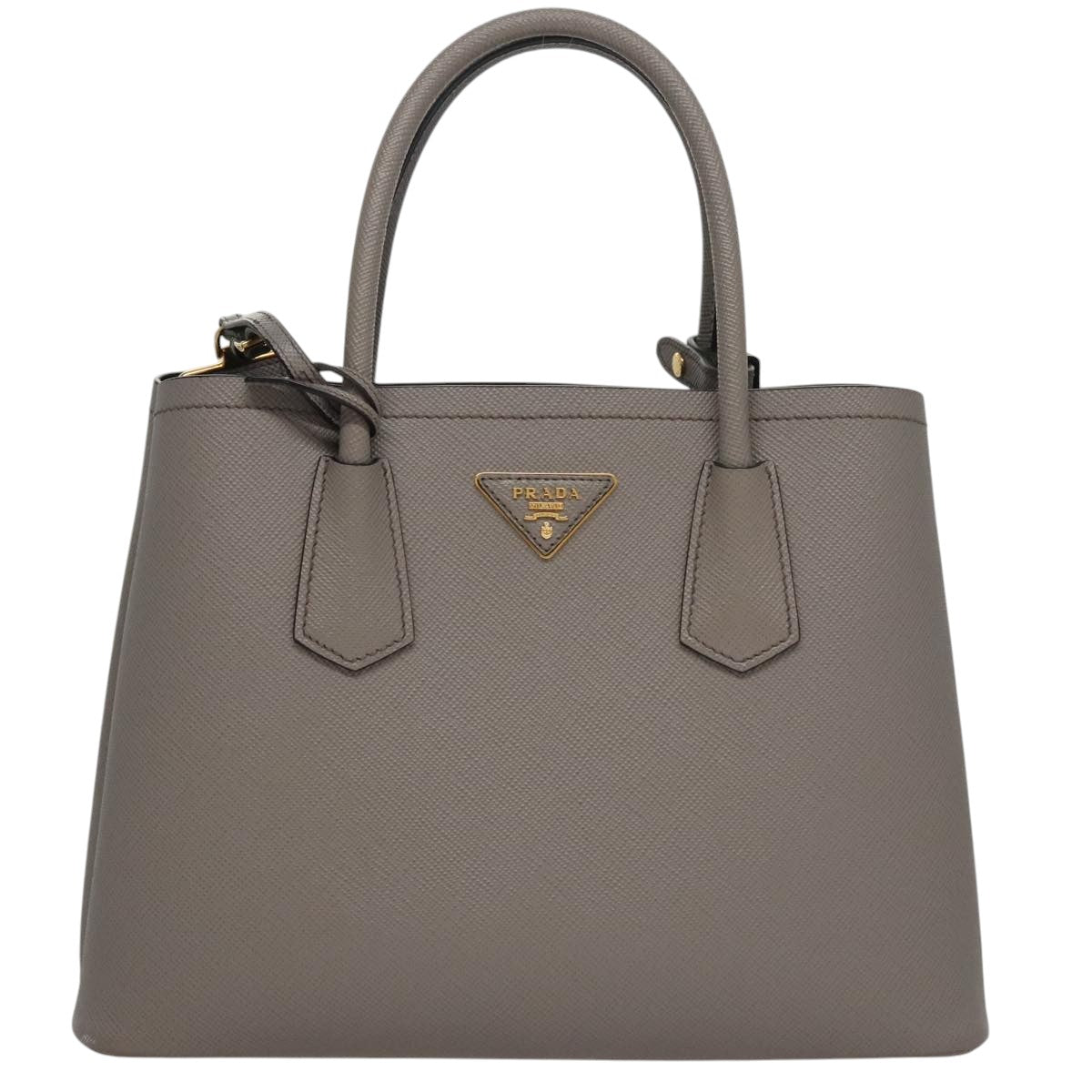 Prada Double Grey Leather Handbag (Pre-Owned)