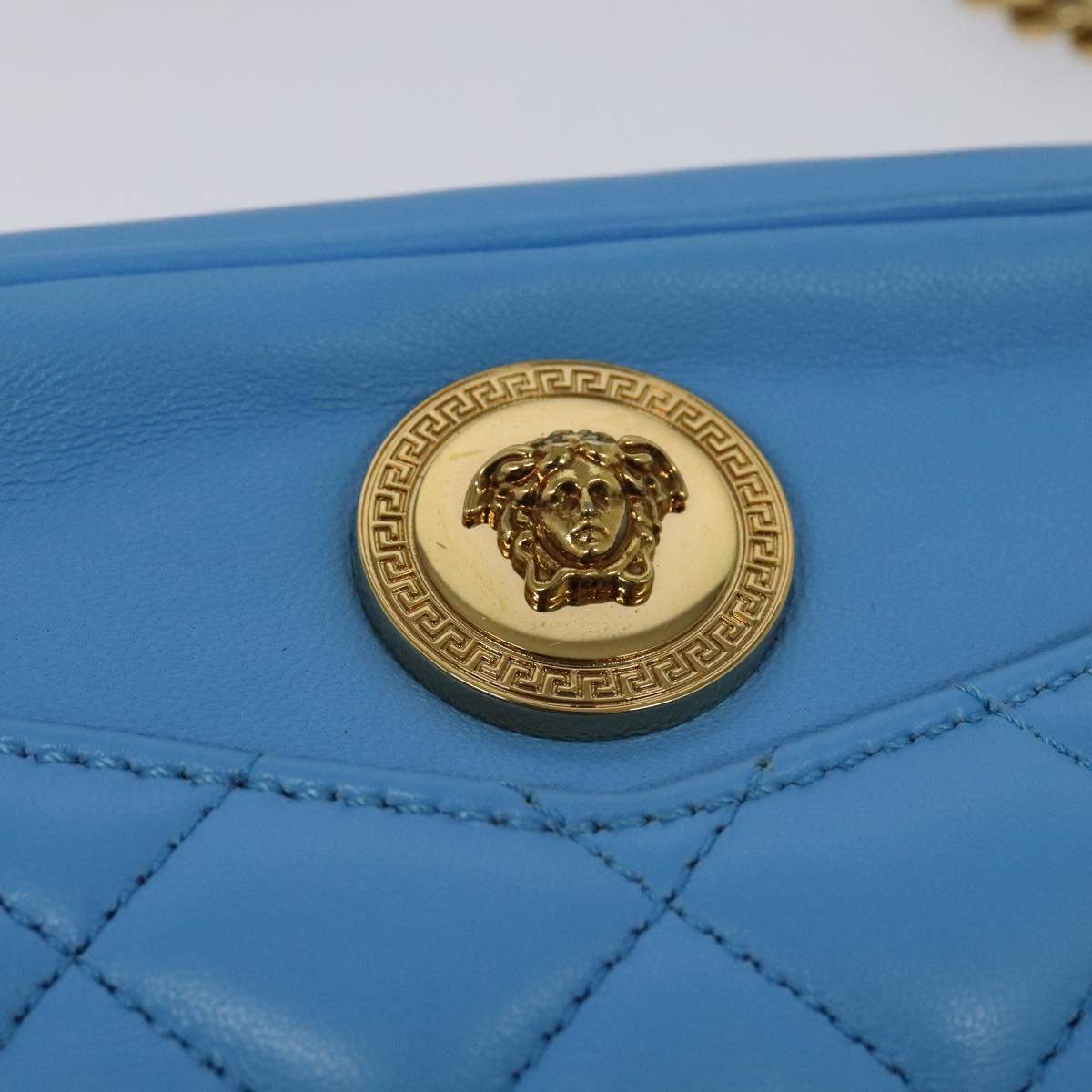 Versace Medusa Blue Leather Shoulder Bag (Pre-Owned)