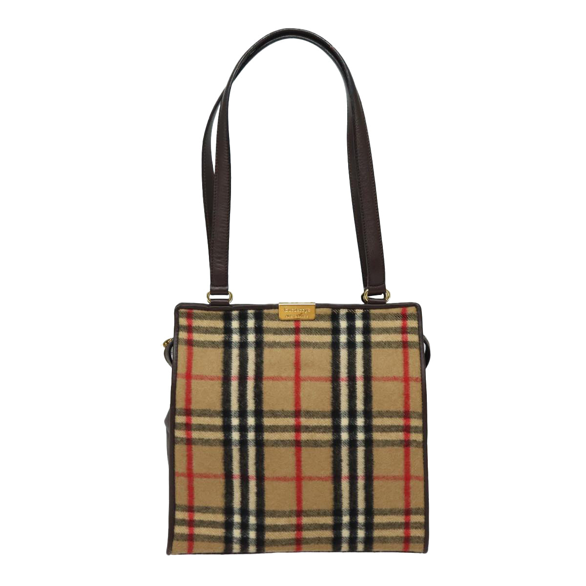 Burberry Nova Check Beige Wool Shoulder Bag (Pre-Owned)