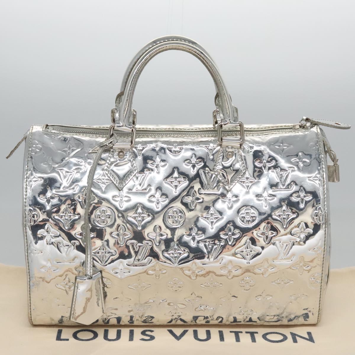 Louis Vuitton Speedy 30 Silver Patent Leather Handbag (Pre-Owned)