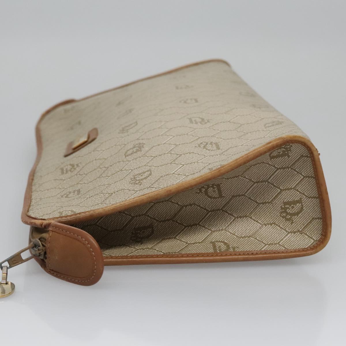 Dior Honeycomb Beige Canvas Clutch Bag (Pre-Owned)