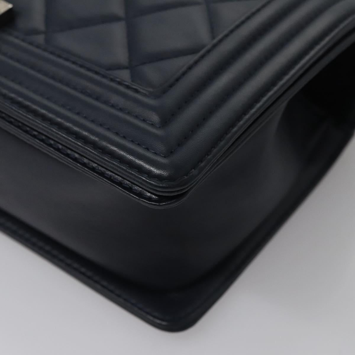Chanel Boy Navy Leather Shoulder Bag (Pre-Owned)