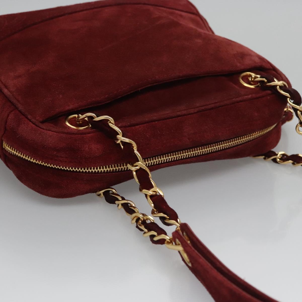 Chanel Triple Coco Red Suede Shoulder Bag (Pre-Owned)