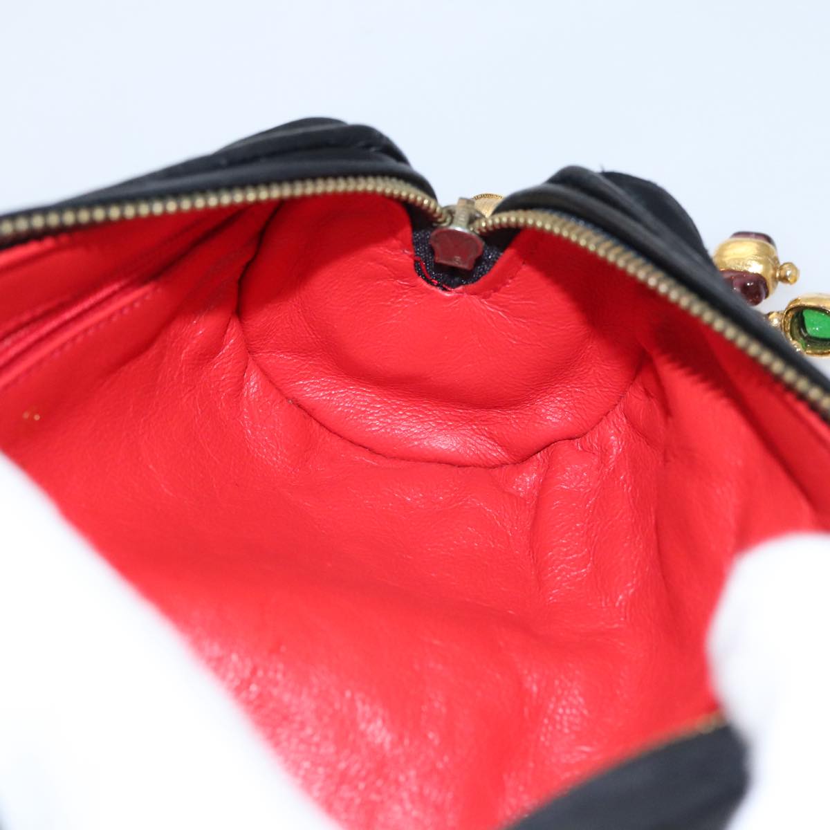 Chanel Gripoix Black Silk Clutch Bag (Pre-Owned)