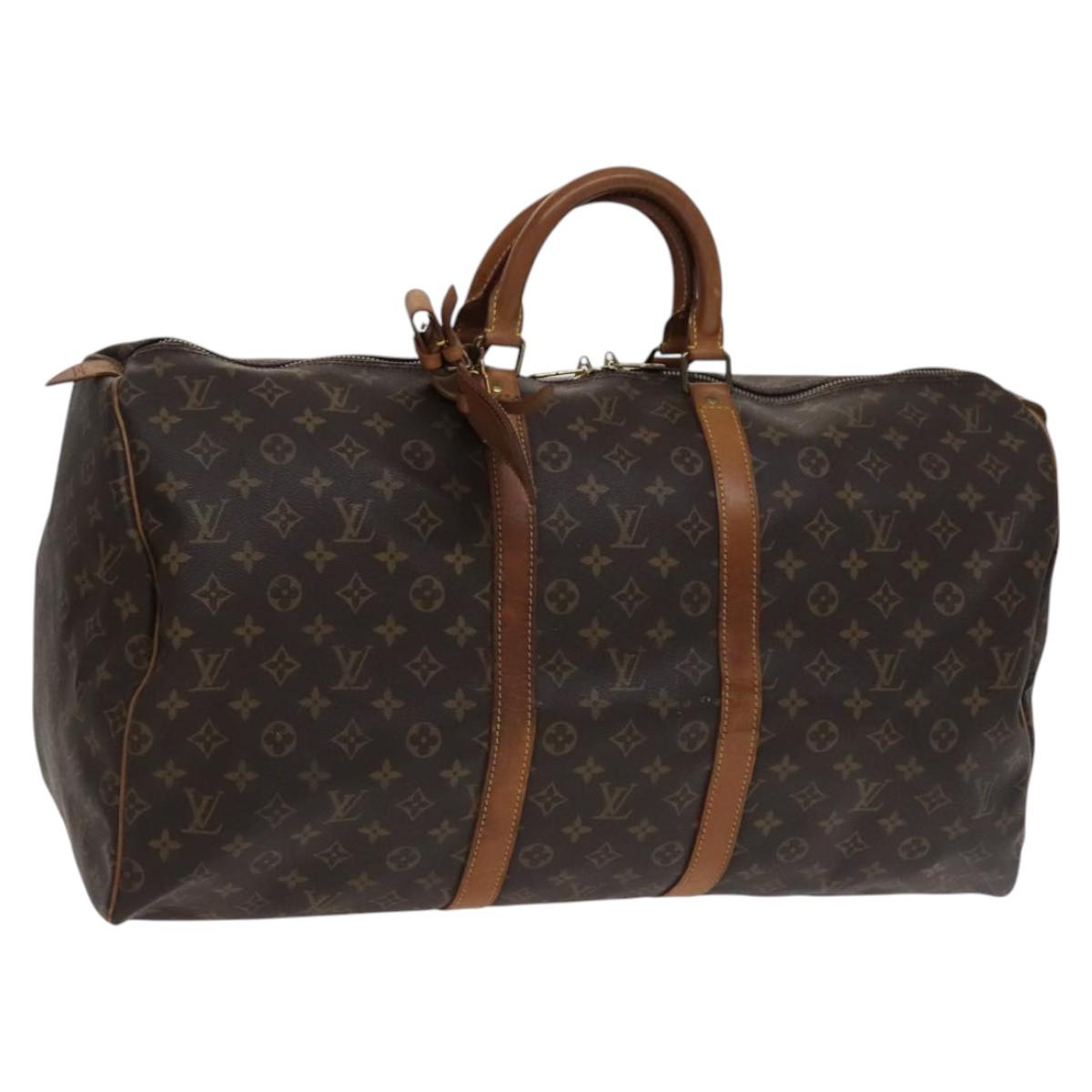 Louis Vuitton Keepall 55 Brown Canvas Travel Bag (Pre-Owned)
