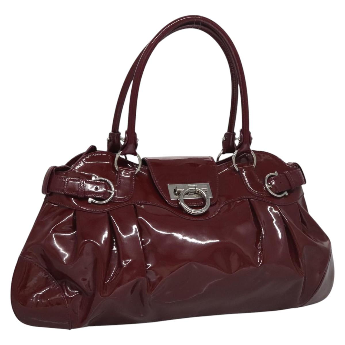 Salvatore Ferragamo Gancini Purple Patent Leather Handbag (Pre-Owned)
