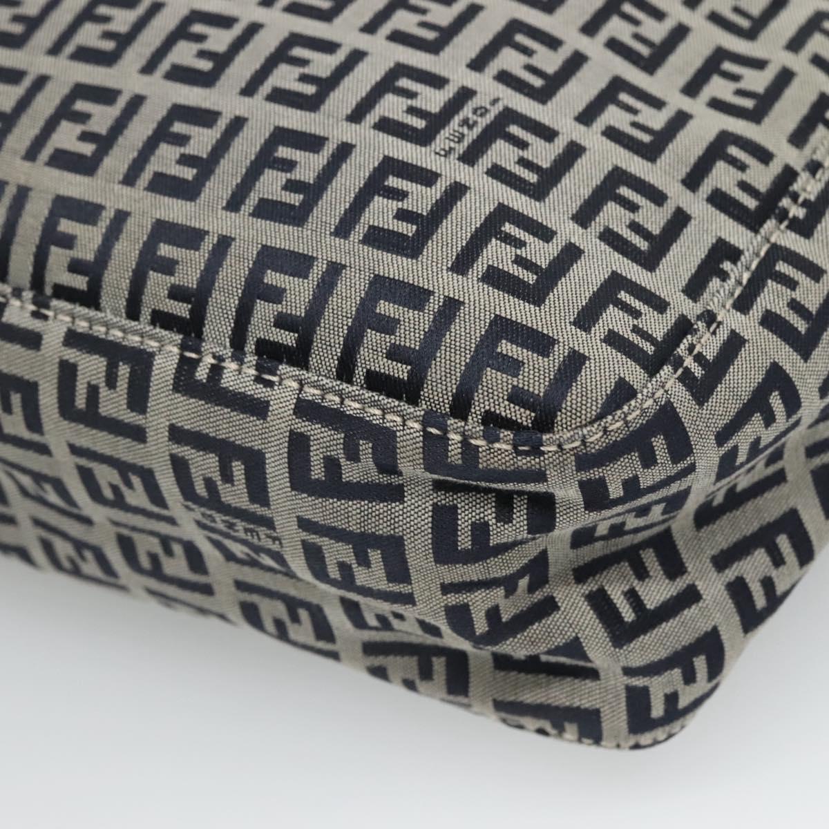 Fendi Zucchino Navy Canvas Shoulder Bag (Pre-Owned)