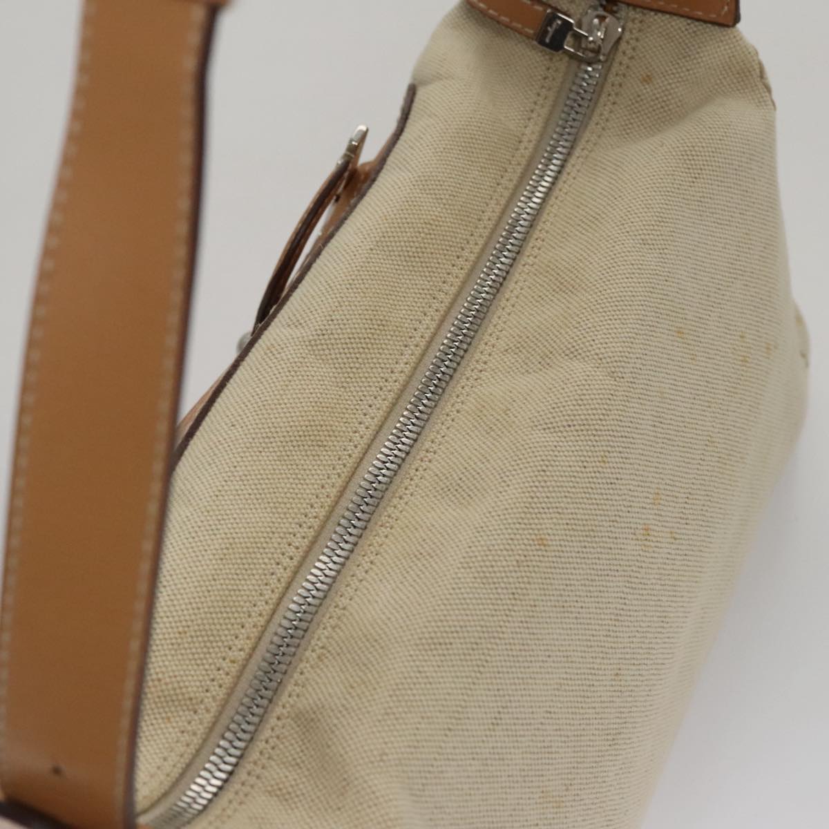 Salvatore Ferragamo Gancini Beige Canvas Shoulder Bag (Pre-Owned)