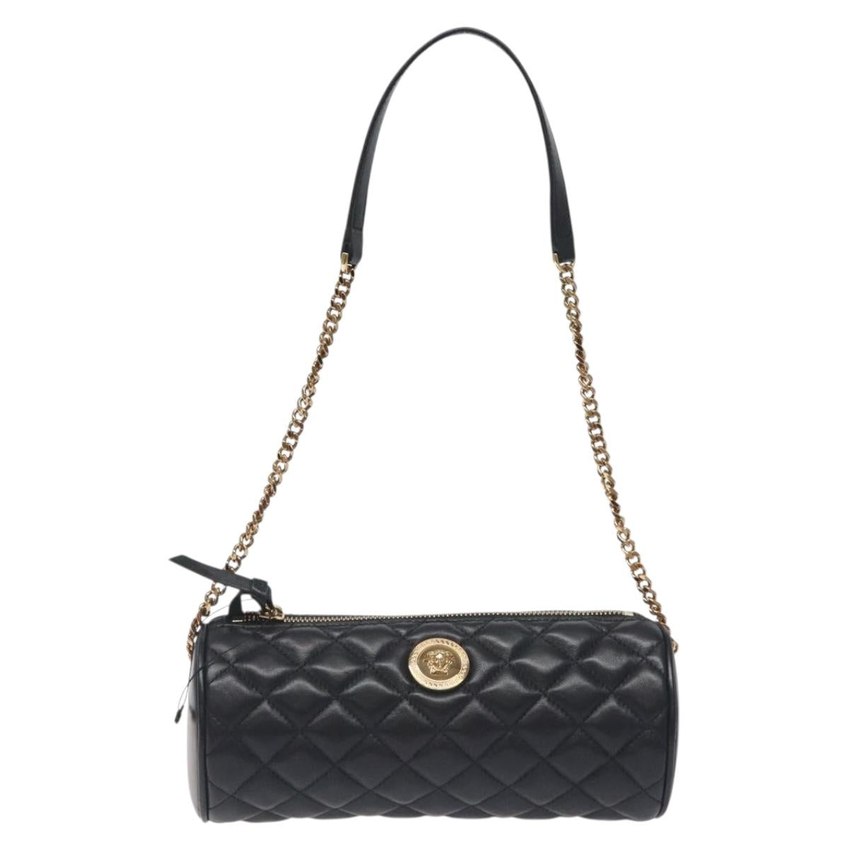 Versace Medusa Black Leather Shoulder Bag (Pre-Owned)