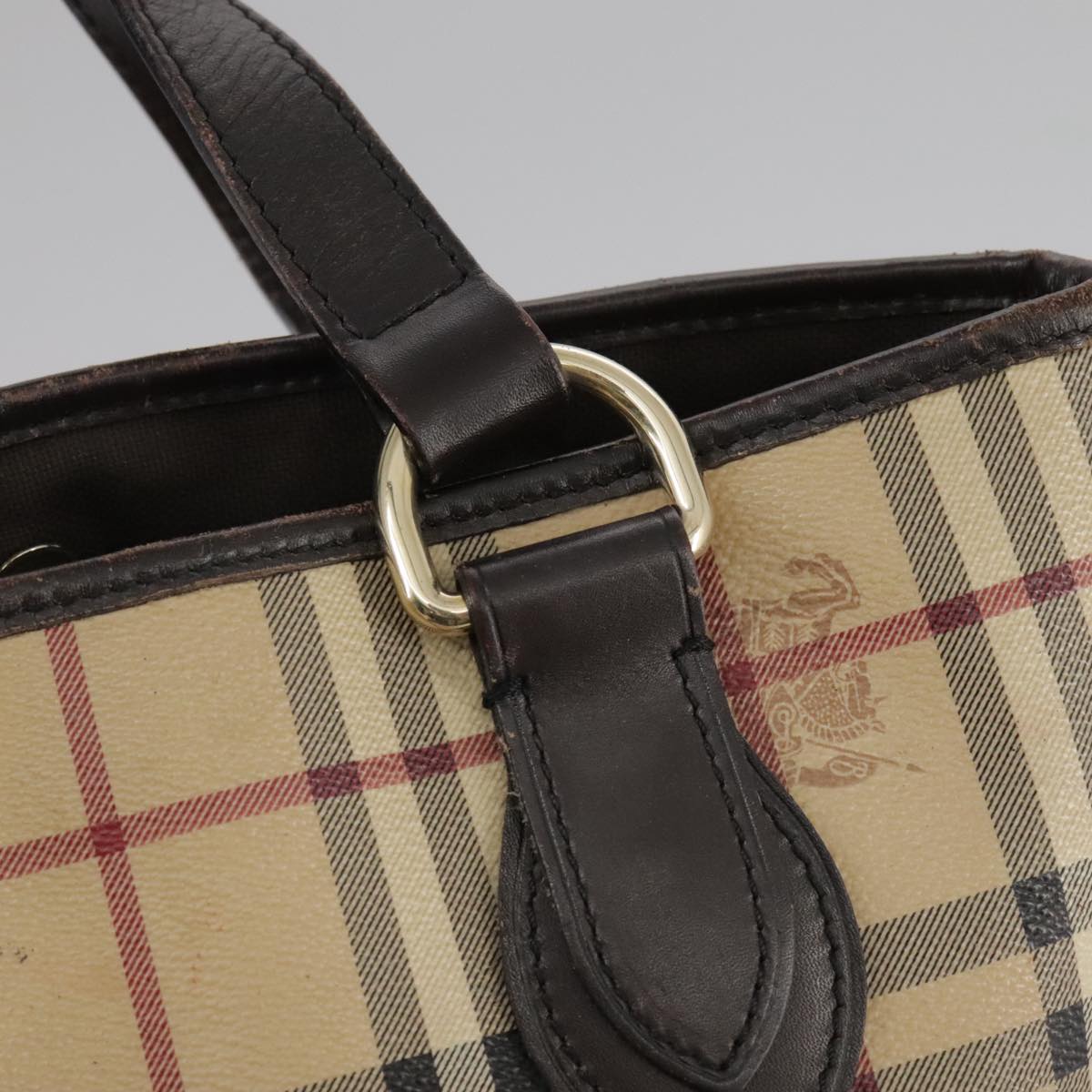 Burberry Haymarket Beige Canvas Tote Bag (Pre-Owned)