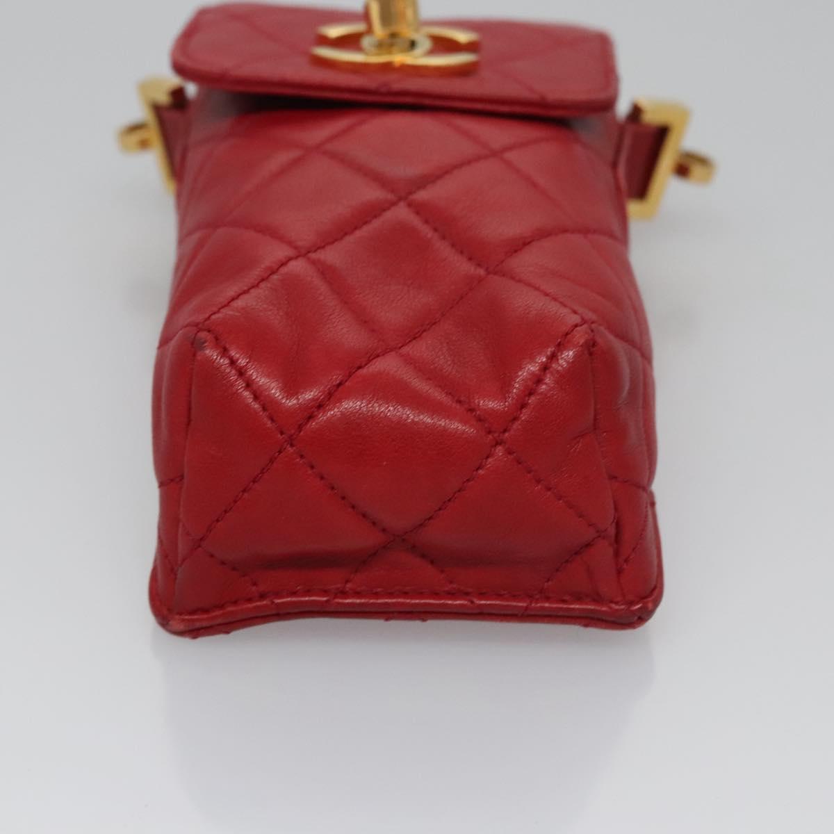 Chanel Phone Case Red Leather Clutch Bag (Pre-Owned)