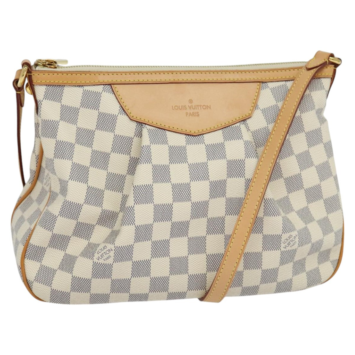Louis Vuitton Siracusa Beige Canvas Shoulder Bag (Pre-Owned)