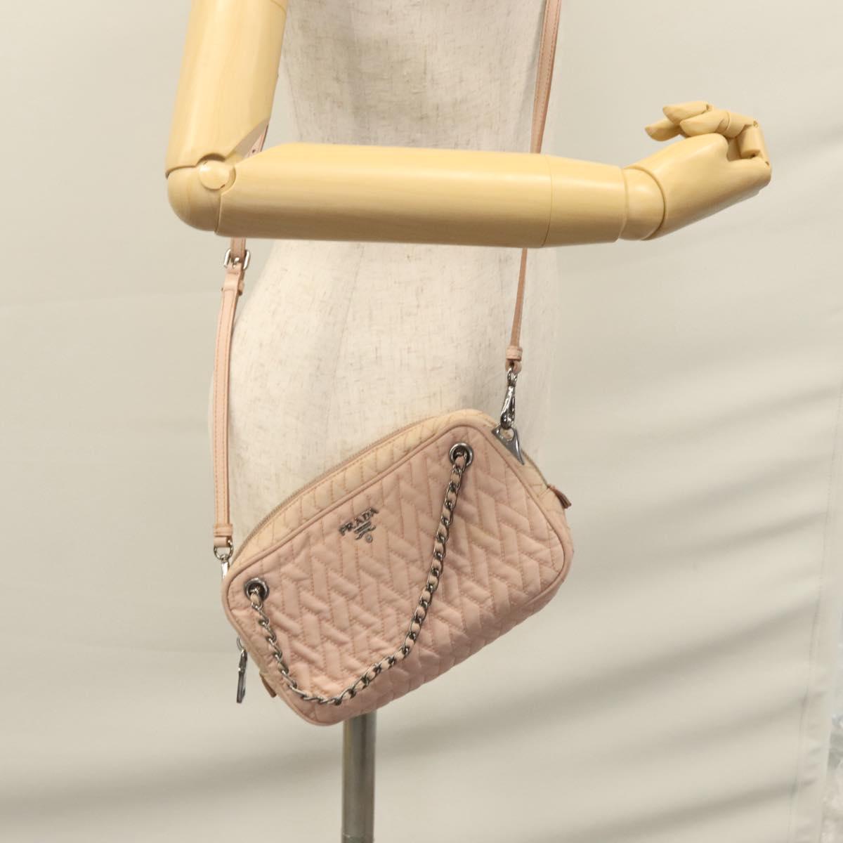 Prada Tessuto Pink Calfskin Shoulder Bag (Pre-Owned)