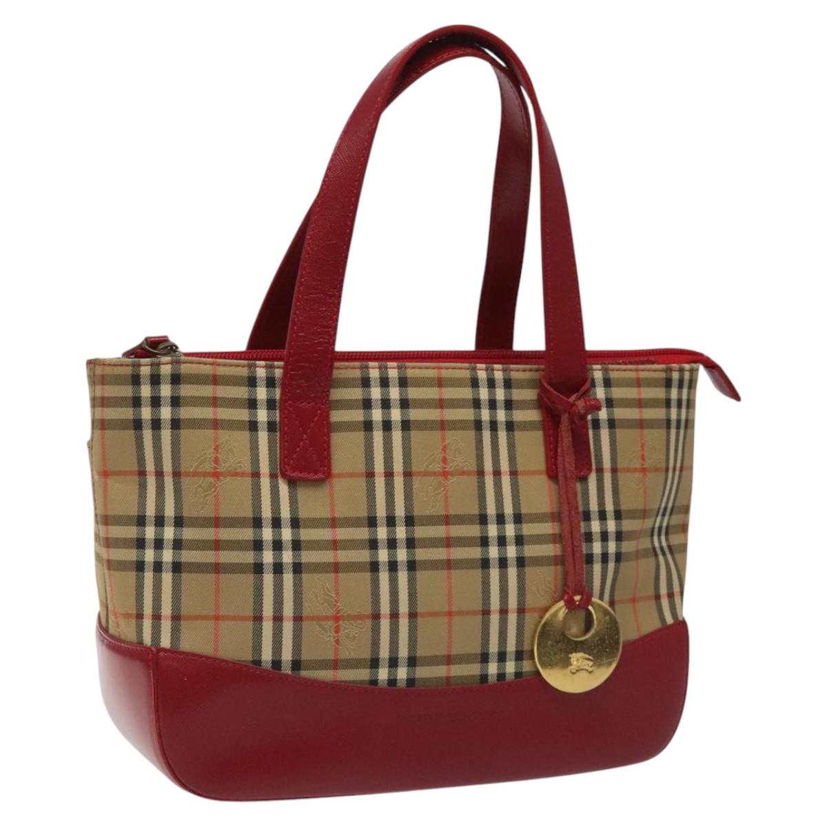 Burberry Nova Check Beige Canvas Handbag (Pre-Owned)