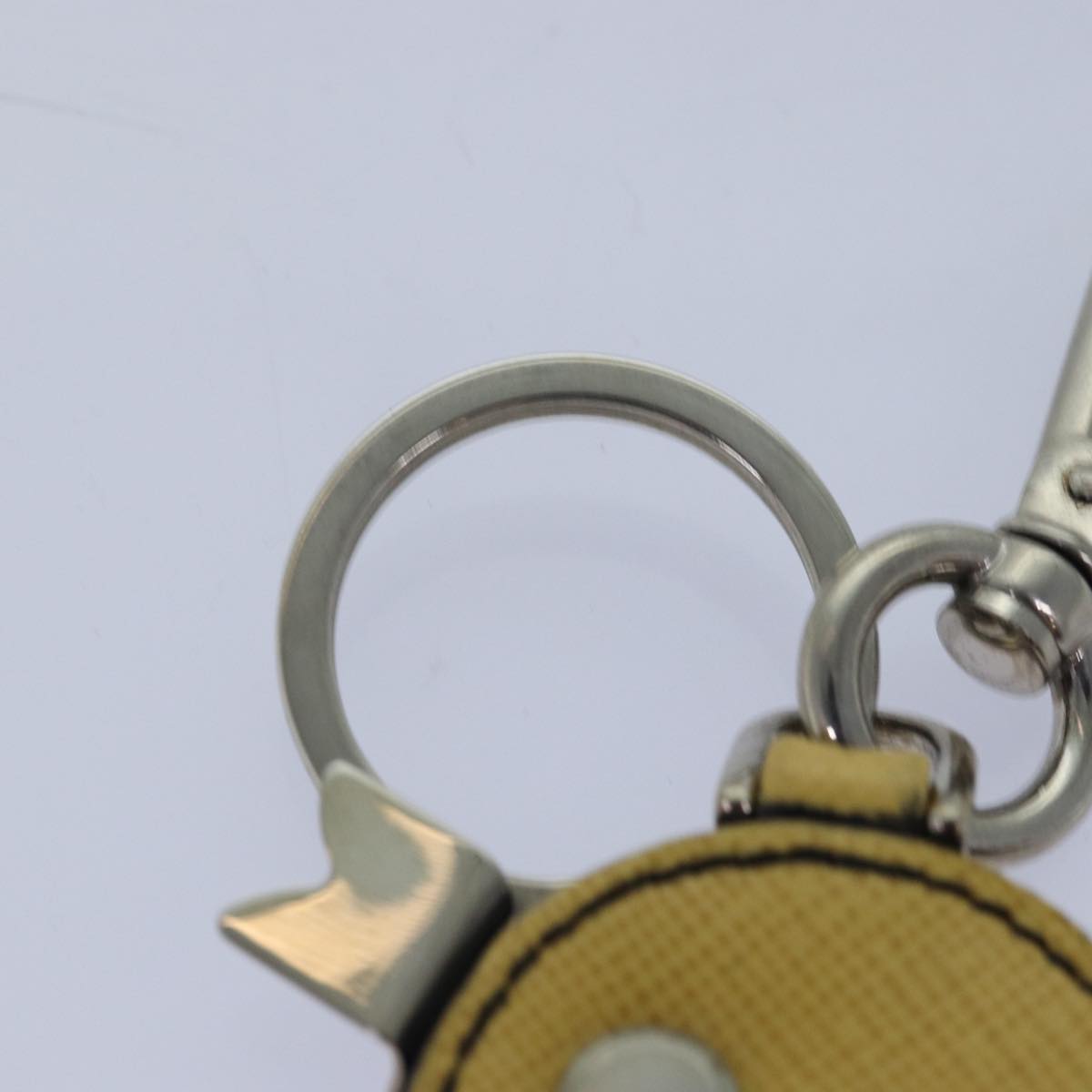 Prada Charm Logo Key Ring Saffiano Leather Yellow Leather Accessory (Pre-Owned)