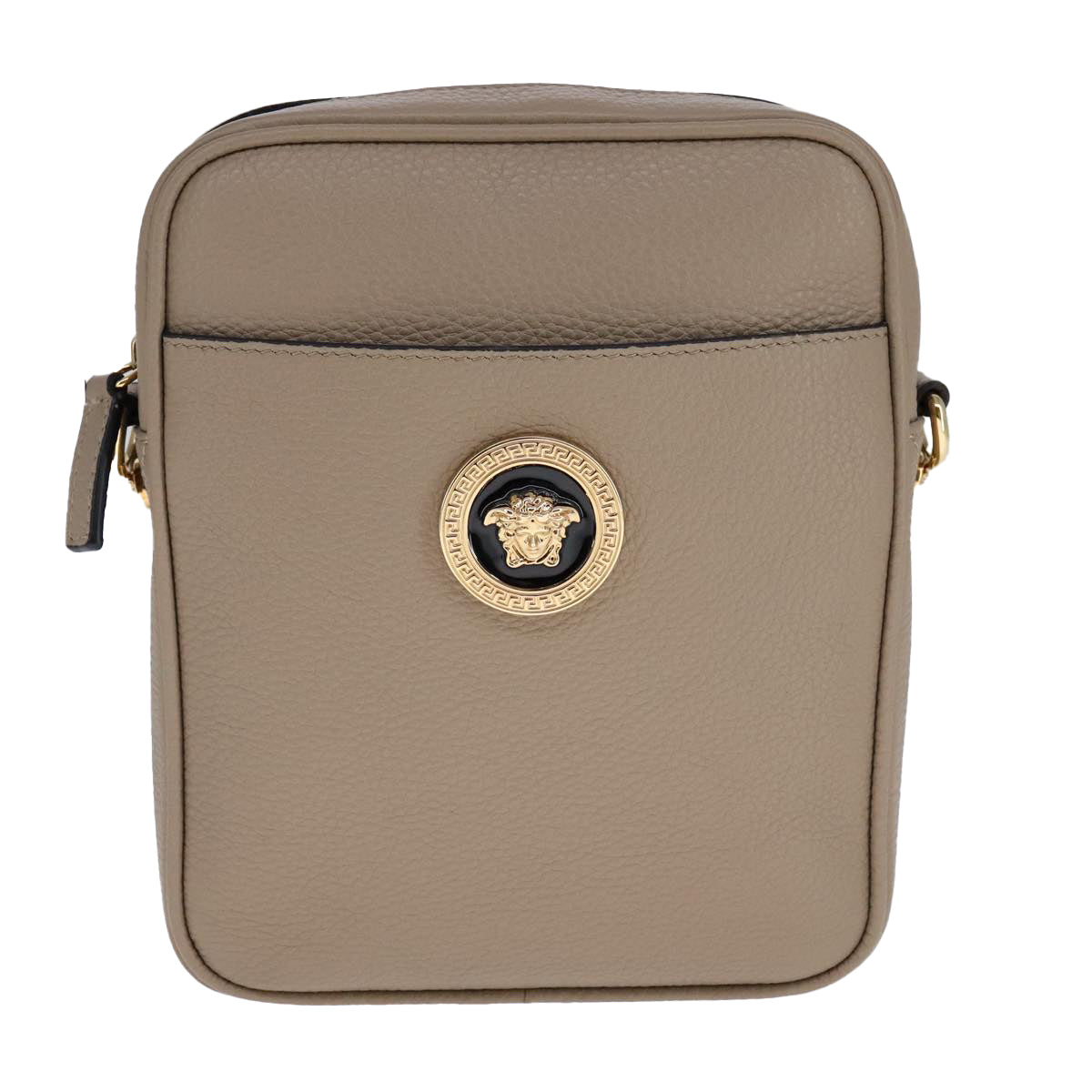 Versace Medusa Beige Leather Shoulder Bag (Pre-Owned)
