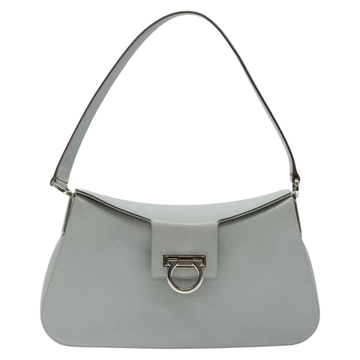 Salvatore Ferragamo Gancini Blue Leather Shoulder Bag (Pre-Owned)