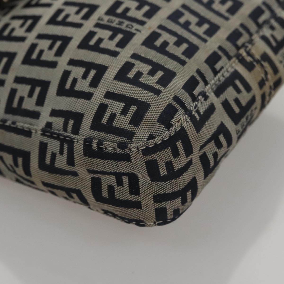 Fendi Zucchino Navy Canvas Shoulder Bag (Pre-Owned)