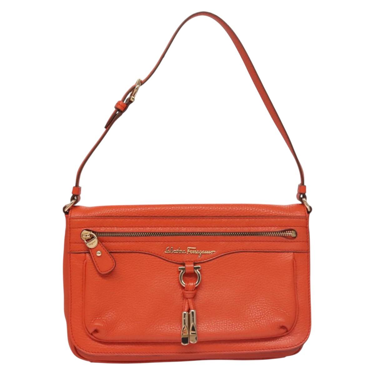 Salvatore Ferragamo Orange Leather Shoulder Bag (Pre-Owned)