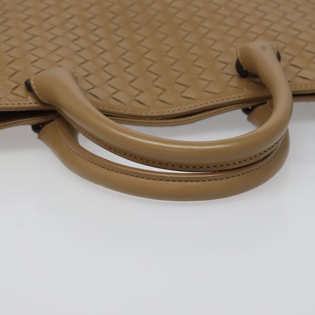 Bottega Veneta Intrecciato Beige Leather Briefcase Bag (Pre-Owned)