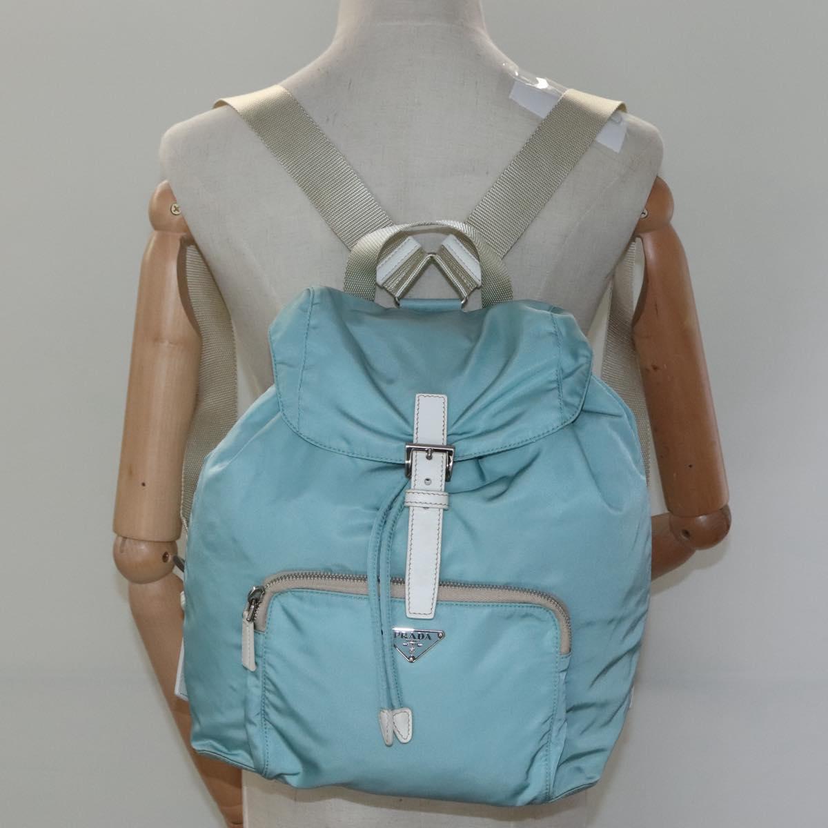 Prada Re-Nylon Blue Canvas Backpack Bag (Pre-Owned)