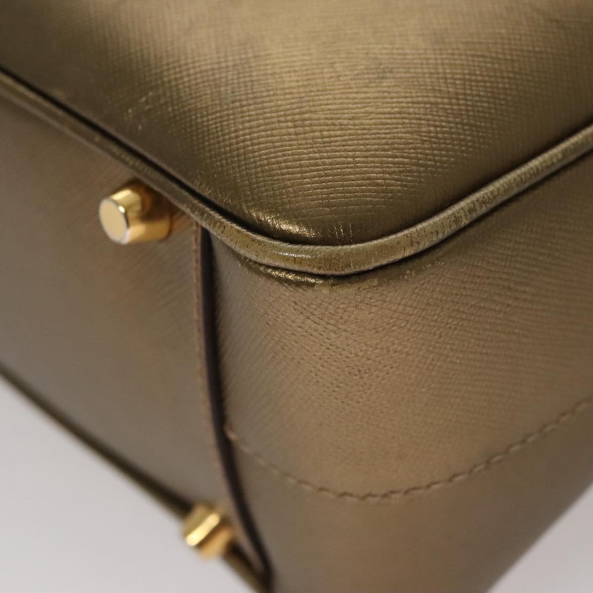 Prada Bauletto Gold Leather Handbag (Pre-Owned)